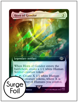1x Horn of Gondor, Extended Art Surge Foil, Lord of the Rings MTG NM - Image 1