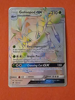 Pokemon Sun & Moon Burning Shadows Golisopod GX 148/147 Rainbow Secret Rare - Image 1