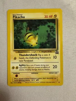 2000 Pokemon Bumblebee Pikachu Non-Holo WOTC Black Star Promo #27 Power of One - Image 1