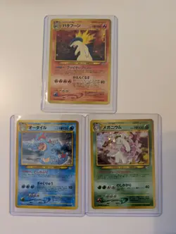 2000s Japanese Pokemon Holo Set: Meganium #154 Typhlosion #157 Feraligatr #160 - Image 1