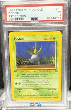 1999 POKEMON JUNGLE ODDISH 1ST EDITION #58 PSA 7 - Image 1