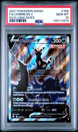 2021 POKEMON SWORD & SHIELD EVOLVING SKIES 189 FULL ART UMBREON V PSA 10 - Image 1