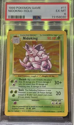 Pokemon TCG Nidoking Base Set 11/102 Holo Unlimited Rare - PSA 6 EX MT - Image 1
