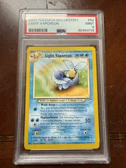 2002 Pokemon Neo Destiny #52 Light Vaporeon PSA 9 MINT - Image 1