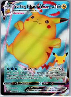 Surfing Pikachu VMAX 009/025 Celebrations - Pokemon Card - NM - Image 1