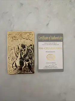 1999 NINTENDO CHARIZARD LIMITED EDITION 23K GOLD PLATED TRADING CARD Collectors - Image 1