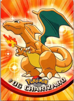 CHARIZARD #06 - RED LOGO - NON-HOLO - Series 1 - TOPPS POKEMON CARD - MP+ - Image 1
