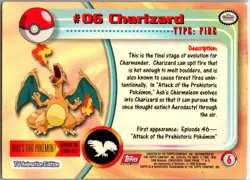 CHARIZARD #06 - RED LOGO - NON-HOLO - Series 1 - TOPPS POKEMON CARD - MP+ - Image 2