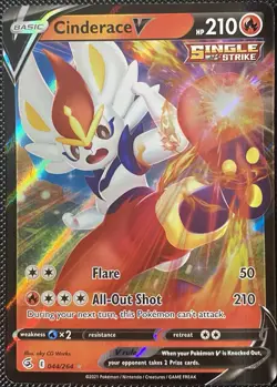 Cinderace V 044/264 Swsh08: Fusion Strike Holo - Pokemon Card - Image 1