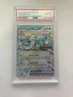 Pokemon TCG Prismatic Evolutions Vaporeon EX Card 023/131 Stamped PSA 10 - Image 1