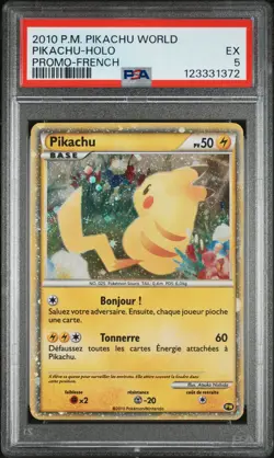2010 POKEMON PIKACHU WORLD PROMO FRENCH PIKACHU-HOLO PSA 5 - Image 1