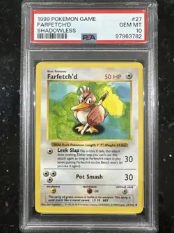 1999 Pokemon Game Farfetch’d Shadowless PSA 10 - Image 1