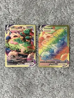 Pokemon 2 Snorlax VMax HP340 G-Max Fall1 #42/202 & 206/202 Gold Foil Fan Art NM! - Image 1
