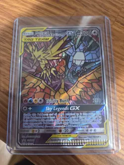 Pokemon Hidden Fates Moltres Zapdos Articuno Gx - Sm210 Rare Crimped Error - Image 1