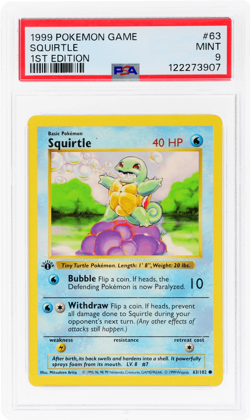 1999 Pokemon Base Set Squirtle 1st Edition #63 PSA 9 - Image 1