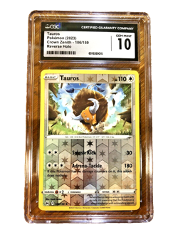 Tauros Reverse Holo Rare #106 - CGC GEM MINT 10 - 2023 Crown Zenith - Pokemon - Image 1