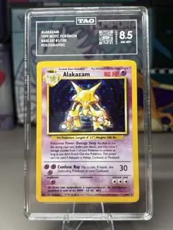 Alakazam Holo Rare 1/102 Base Set Unlimited TAG 8 .5 NM-M+ Pokemon TCG Graded - Image 1
