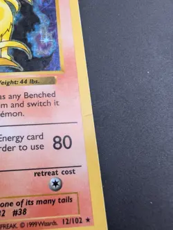 Ninetales Base Set Shadowless 1st Edition 12/102 Holo RARE 1999 Pokemon - Image 4