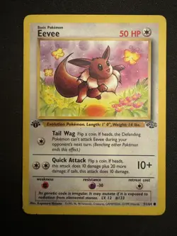 Pokemon TCG Eevee Jungle 51/64 Regular Common 1st Edition Card - Image 1