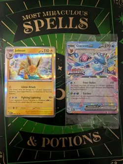 Glaceon ex 026/131 Prismatic Evolutions Stamp Promo Card Sealed W/ Jolteon base - Image 1