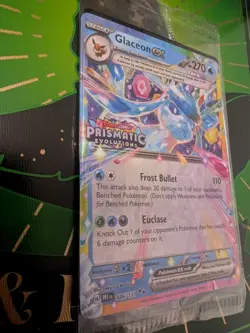Glaceon ex 026/131 Prismatic Evolutions Stamp Promo Card Sealed W/ Jolteon base - Image 3