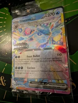Glaceon ex 026/131 Prismatic Evolutions Stamp Promo Card Sealed W/ Jolteon base - Image 4
