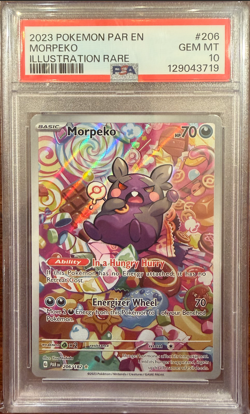 Morpeko 206/182 Paradox Rift Illustration Rare Pokemon TCG Card PSA 10 Gem Mint - Image 1
