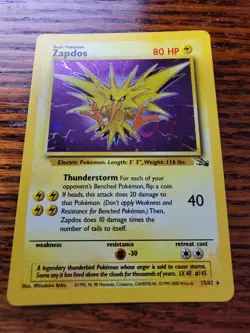 Zapdos 15/62 - Fossil Set - Rare Holo - Vintage WOTC Pokemon Card - LP! - Image 1