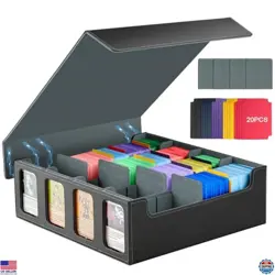 TiMOVO MTG Deck Box for 3000+ Cards with 20 Dividers & 4 Supporters - Black/Grey - Image 1