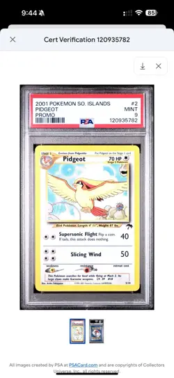2001 Pokemon Southern Islands Pidgeot Promo #2 Psa 9 Mint - Image 1