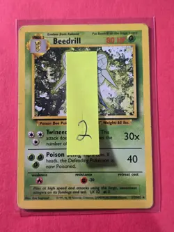 1999 Pokemon Base Unlimited #17 Beedrill, Rare, NF/H, cd2 - Image 3
