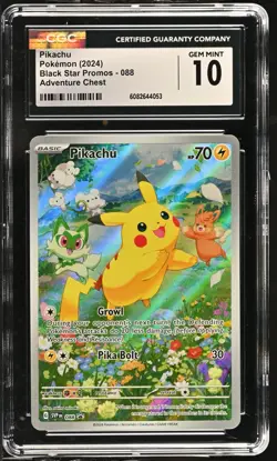 Pokemon GRADED 2024 Pikachu Adventure Chest Black Star Promos 10 CGC English - Image 1