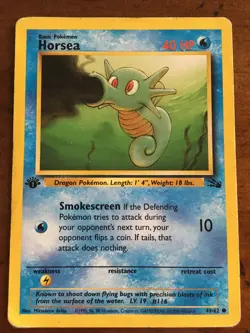 Pokemon TCG Horsea Fossil 49 Regular 1st Edition Common HP - Image 1