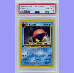 Pokemon 1st Edition Kabuto 56/75 Neo Discovery PSA 8 NM/Mint - Image 1