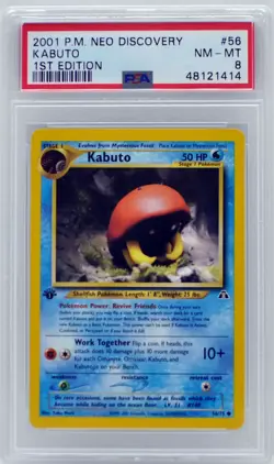 Pokemon 1st Edition Kabuto 56/75 Neo Discovery PSA 8 NM/Mint - Image 3