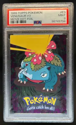 1999 Topps Pokemon Venusaur Gotta Catch Em All Movie Edition Foil #E3 PSA 9 MINT - Image 1