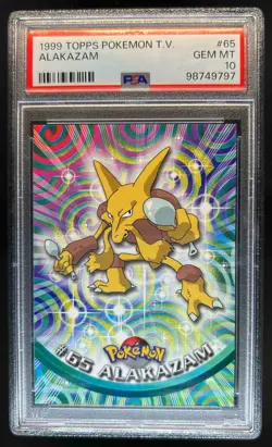 1999 Topps Pokemon T.V. Alakazam #65 PSA 10 GEM MINT - Image 1