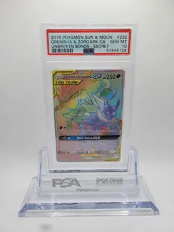 2019 POKEMON Greninja & Zoroark GX (Secret) 222/214 Sm-Unbroken Bonds Holo PSA10 - Image 1