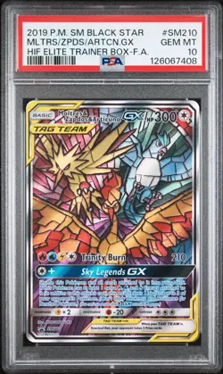 2019 POKEMON SM BLACK STAR PROMO FULL ART/MOLTRES & ZAPDOS & ARTICUNO GX PSA 10 - Image 1
