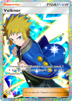 Pokemon Pocket TCG Trading Card 2 Star Full Art Volkner Space-Time Smackdown - Image 1