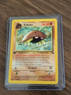 1st Edition Kabuto Fossil 50/62 Pokemon Card NM VLP WOTC - Image 1