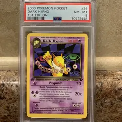 PSA 8 1st Edition Dark Hypno 26/82 Team Rocket Set Pokemon Card Fresh Slab - Image 1