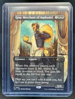 2025 Magic MTG Secret Lair Encyclopedia Gray Merchant Of Asphodel #0007 - Image 1
