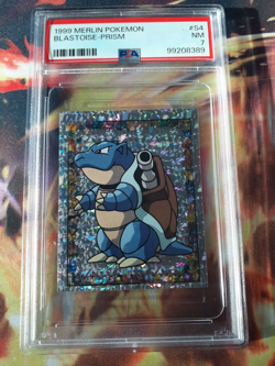 Pokemon 1999 Blastoise #S4 Holo Prism Merlin Sticker PSA 7 NM - Image 1