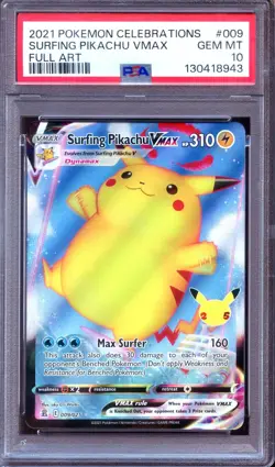 PSA 10 - Surfing Pikachu Vmax 009/025 Celebrations - Pokemon - Image 1