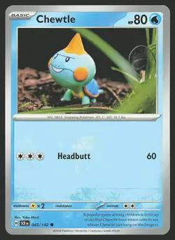 SV07: Stellar Crown Chewtle #043/142 Common Pokemon Card - Image 1