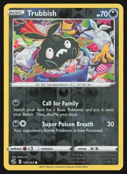 SWSH08: Fusion Strike Trubbish #168/264 Reverse Holo Pokemon Card - Image 1