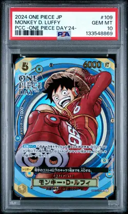2024 ONE PIECE JPN PREM CARD COLL -ONE PIECE DAY'24- #109 MONKEY D. LUFFY PSA 10 - Image 1