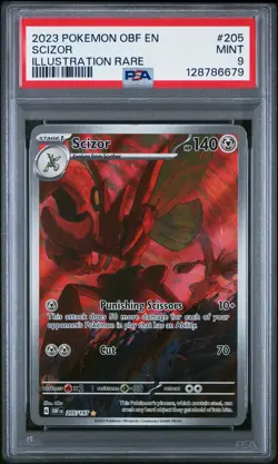 2023 Pokemon Obf EN-Obsidian Flames Scizor #205 Illustration Rare PSA 9 - Image 1