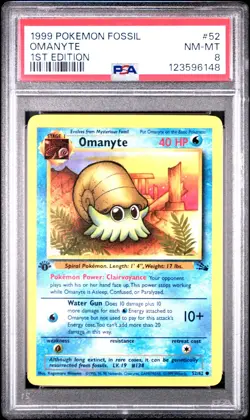 PSA 8 NM/MT 1999 POKEMON FOSSIL 52 OMANYTE 1ST EDITION ENGLISH - Image 5